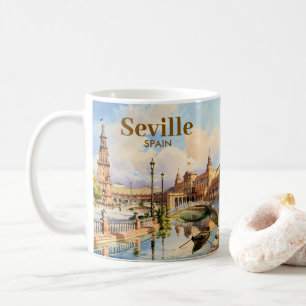 Caneca De Café Sevilha Espanha Praça de Espanha Aquarela Personal