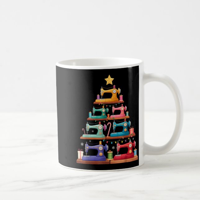 Caneca De Café Sewing Machine Christmas Tree Lights Santa Hat Xma (Direita)