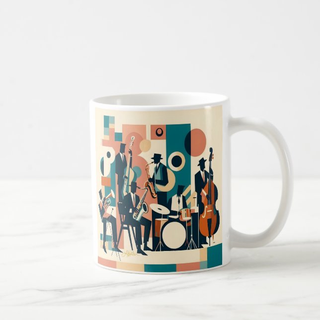 Caneca De Café Sexteto da Era do Jazz de Meados do Século (Direita)