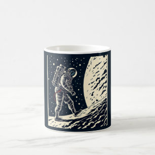 Caneca De Café SF - Astronauta no Spacewalk Woodcut 1