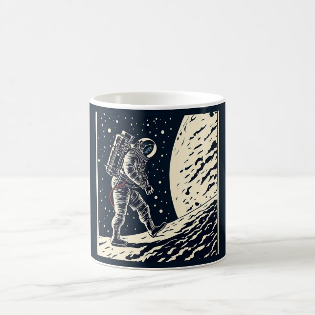 Caneca De Café SF - Astronauta no Spacewalk Woodcut 1 (Centro)