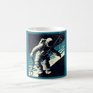 Caneca De Café SF - Astronauta no Spacewalk Woodcut 2