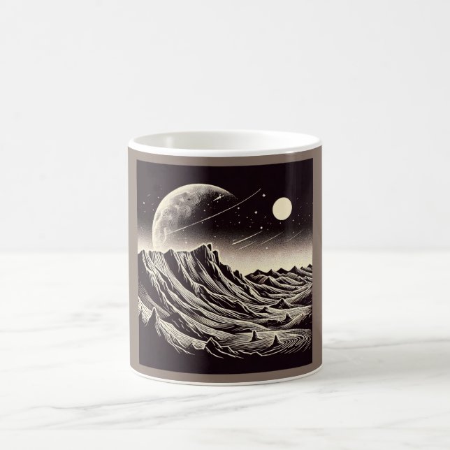 Caneca De Café SF Mars Landscape Woodcut 3 (Centro)