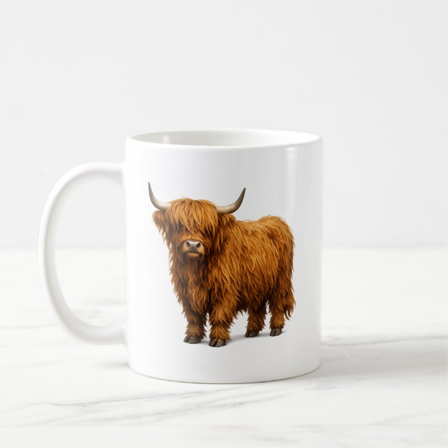 Caneca De Café Shaggy Highland Cow Portrait (Esquerda)
