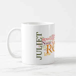 Caneca De Café Shakespeare Romeo & nuvem da palavra de Juliet