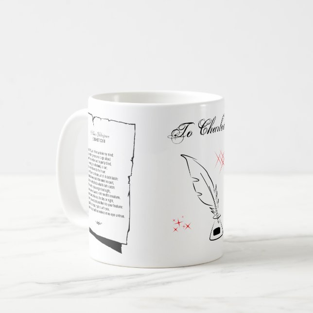 Caneca De Café Shakespeare Sonnet 113 (Frente Esquerda)