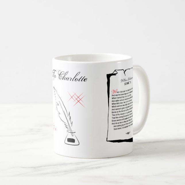 Caneca De Café Shakespeare Sonnet 12 (Frente Esquerda)