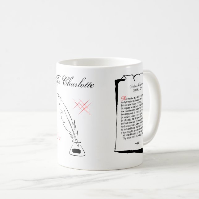 Caneca De Café Shakespeare Sonnet 14 (Frente Esquerda)