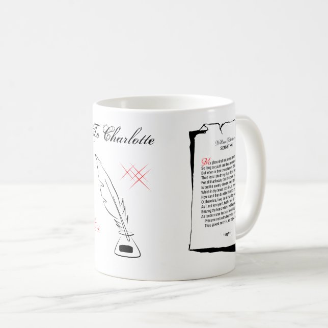 Caneca De Café Shakespeare Sonnet 22 (Frente Esquerda)