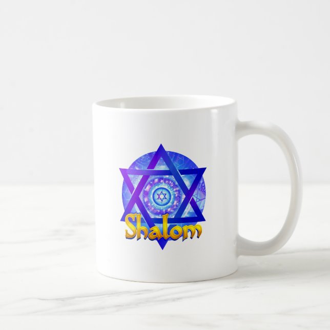 Caneca De Café SHALOM com Estrela de David Medallion (Direita)