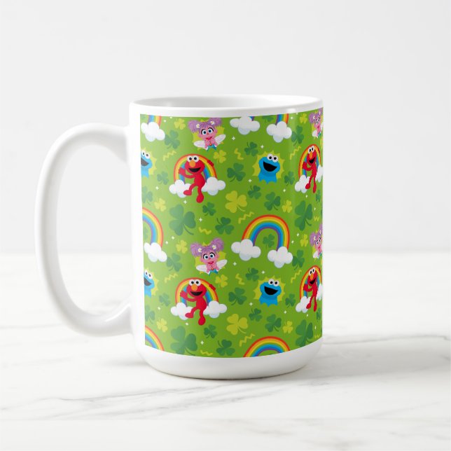 Caneca De Café Shamrock and Rainbow Pattern da Sésame Street (Esquerda)
