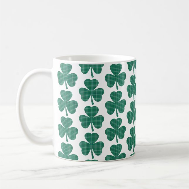 Caneca De Café Shamrock Shape Plaid Classic Green (Esquerda)