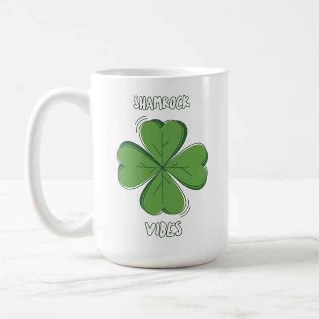 Caneca De Café Shamrock Vibes Four-Leaf Clover St. Paddy's Day (Esquerda)
