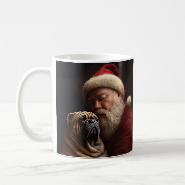 Caneca De Café Shar Pei Com Papai Noel Natal Festivo (Esquerda)
