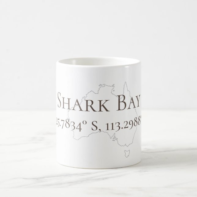 Caneca De Café Shark Bay Austrália Latitude & Longitude (Centro)