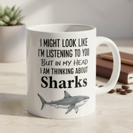 Caneca De Café Shark Lover Funny Coffee Mug Thinking Sharks