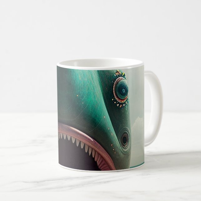 Caneca De Café Shark sculpture on the beach (Frente Esquerda)