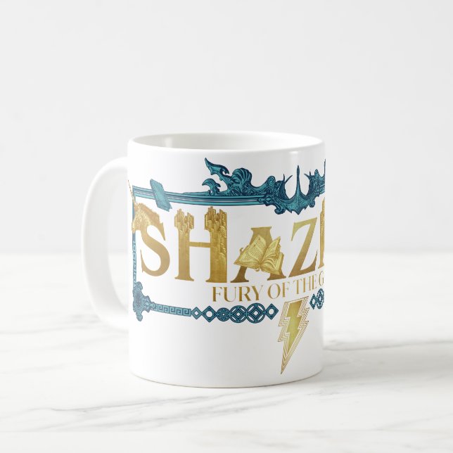 Caneca De Café SHAZAM! Fury of the Gods | Logotipo mítico (Frente Esquerda)