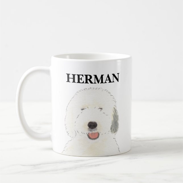 Caneca De Café Sheepdog Antigo Personalizado em Inglês (Esquerda)
