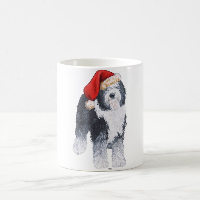 Caneca De Café Sheepdog Santa Hat (Centro)