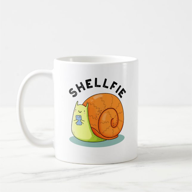 Caneca De Café Shellfie Funny Snail Selfie Pun (Esquerda)