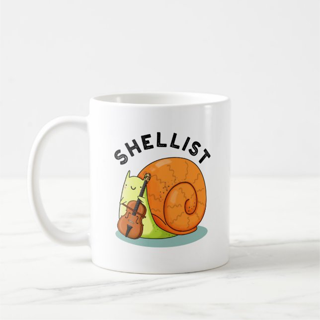 Caneca De Café Shellist Funny Snail Cello Pun (Esquerda)