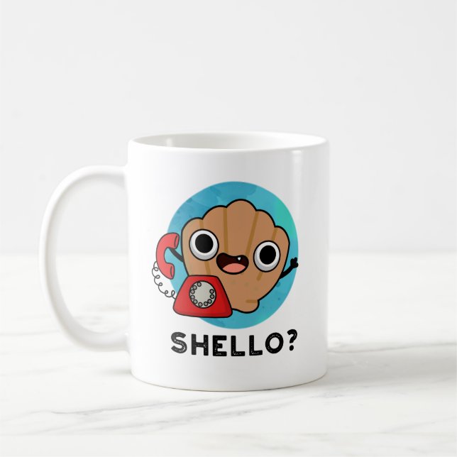 Caneca De Café Shello Funny Sea Shell Pun (Esquerda)