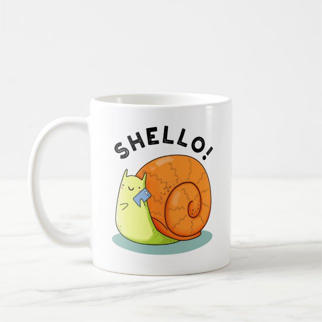 Caneca De Café Shello Funny Snail Celular Pun (Esquerda)