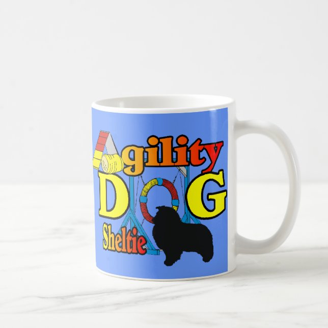 Caneca De Café Sheltie Agilidade Shetland Sheepdog Gifs (Direita)