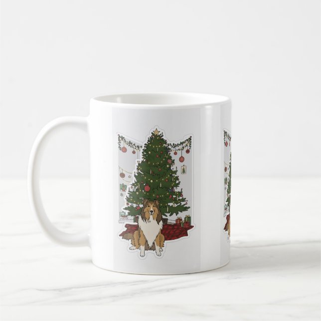 Caneca De Café Sheltie & árvore de Natal (Esquerda)