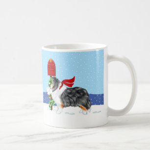 Caneca De Café Sheltie Christmas Mail Tri Color