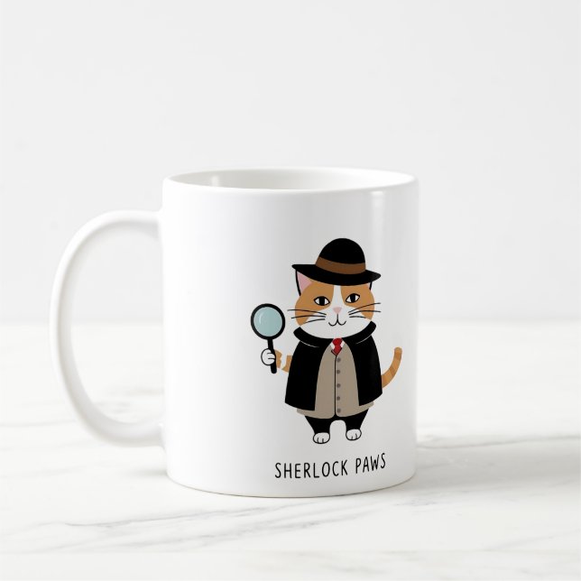 Caneca De Café Sherlock Paws, detetive gato, Sleuth, criminoso so (Esquerda)
