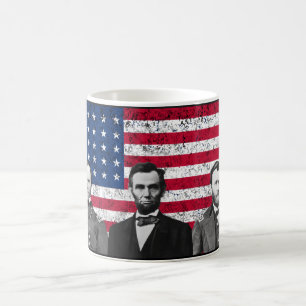 Caneca De Café Sherman, Lincoln, e Grant com beira preta