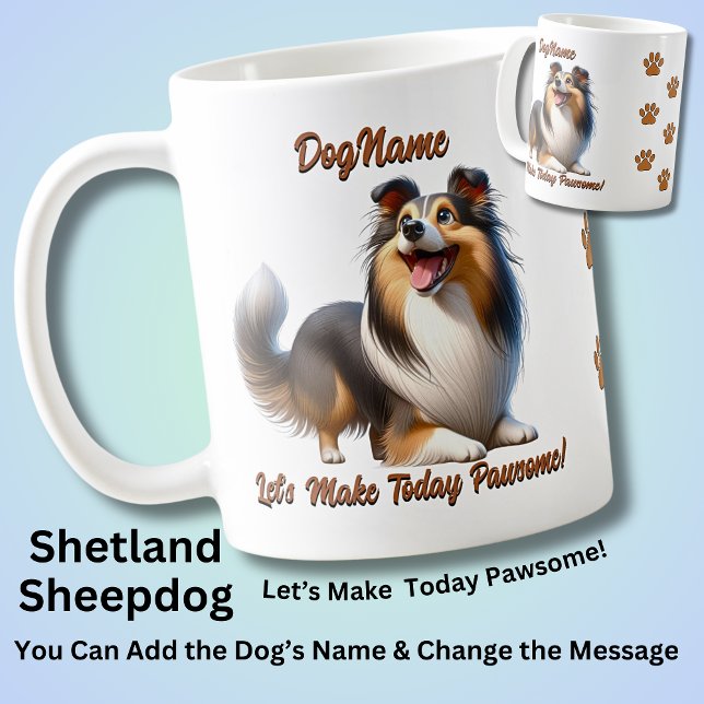 Caneca De Café Shetland Sheepdog - Adicionar o nome do cão, Alter (Criador carregado)