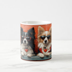 Caneca De Café Shetland Sheepdog com Dia de os namorados de Rosa