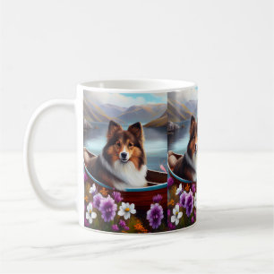 Caneca De Café Shetland Sheepdog em um remo: Uma aventura cêntric