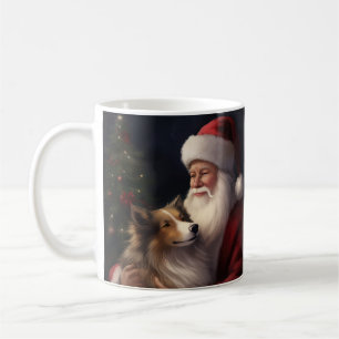 Caneca De Café Shetland Sheepdog Papai Noel Natal Festivo