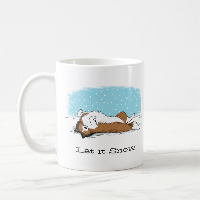 Caneca De Café Shetland Sheepdog Snow Dog Sheltie Winter Holiday (Esquerda)
