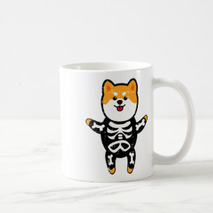 Caneca De Café Shi Inu Skeleton Costume Bonito Cachorro Fácil Hal