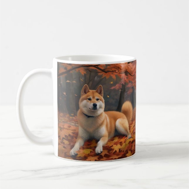 Caneca De Café Shib Inu no outono deixa cair inspiração (Esquerda)