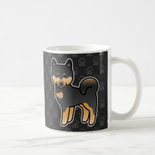 Caneca De Café Shiba Inu, Cartoon Preto E Tan