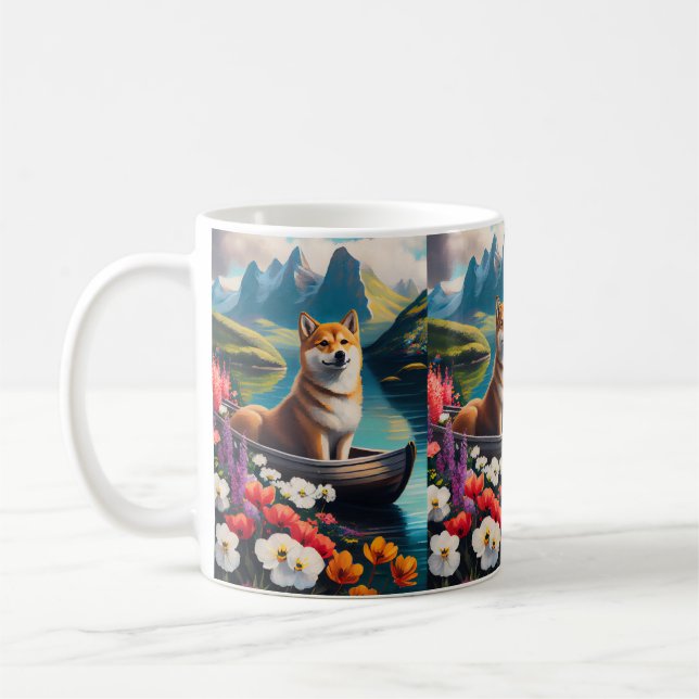 Caneca De Café Shiba Inu em um remador: Uma aventura cênica (Esquerda)