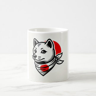 Caneca De Café Shiba Inu Mug with Japanese Flag Scarf