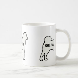 Caneca De Café Shiba Inu name silhoule