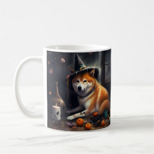 Caneca De Café Shiba Inu Pumpkins Halloween Assustado