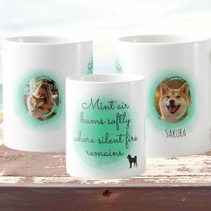 Caneca De Café Shiba Inu Verde Menta Aquarela Foto Personalizada 