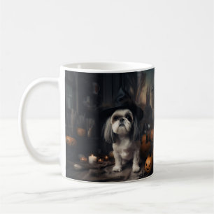 Caneca De Café Shih Tzu Abóboras Halloween Assustador