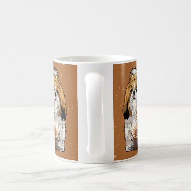 Caneca De Café Shih Tzu Chocolate Mug – Cute Dog & Hot Cocoa  (Alça)