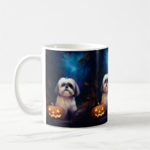 Caneca De Café Shih Tzu de Halloween com Abóboras Assustadoras