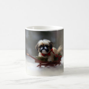 Caneca De Café Shih Tzu Natal neve inverno